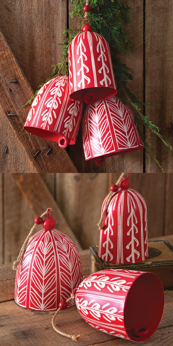 CTW Home Collection Set of Three Nordic Motif Metal Christmas Bells