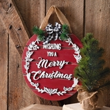 CTW Home Collection Wishing You A Merry Christmas Ornament-Shaped Sign