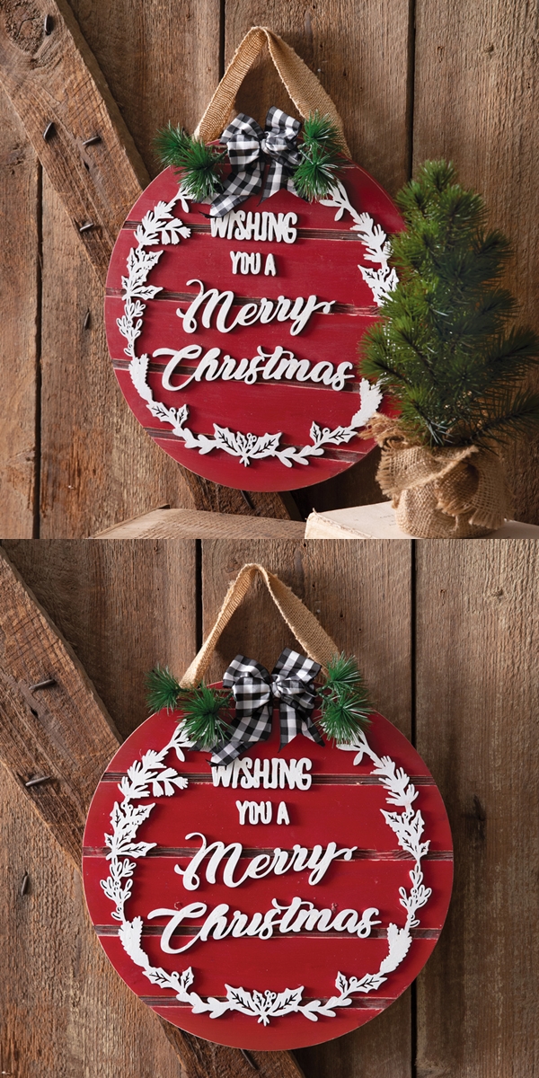 CTW Home Collection Wishing You A Merry Christmas Ornament-Shaped Sign