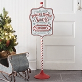 CTW Home Collection North Pole 'Naughty or Nice' Metal Sign with Stand