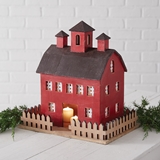CTW Home Collection Wooden Red Holiday Barn Lantern