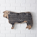 CTW Home Collection Wooden Bovine-Shaped Meat Market Wall Sign