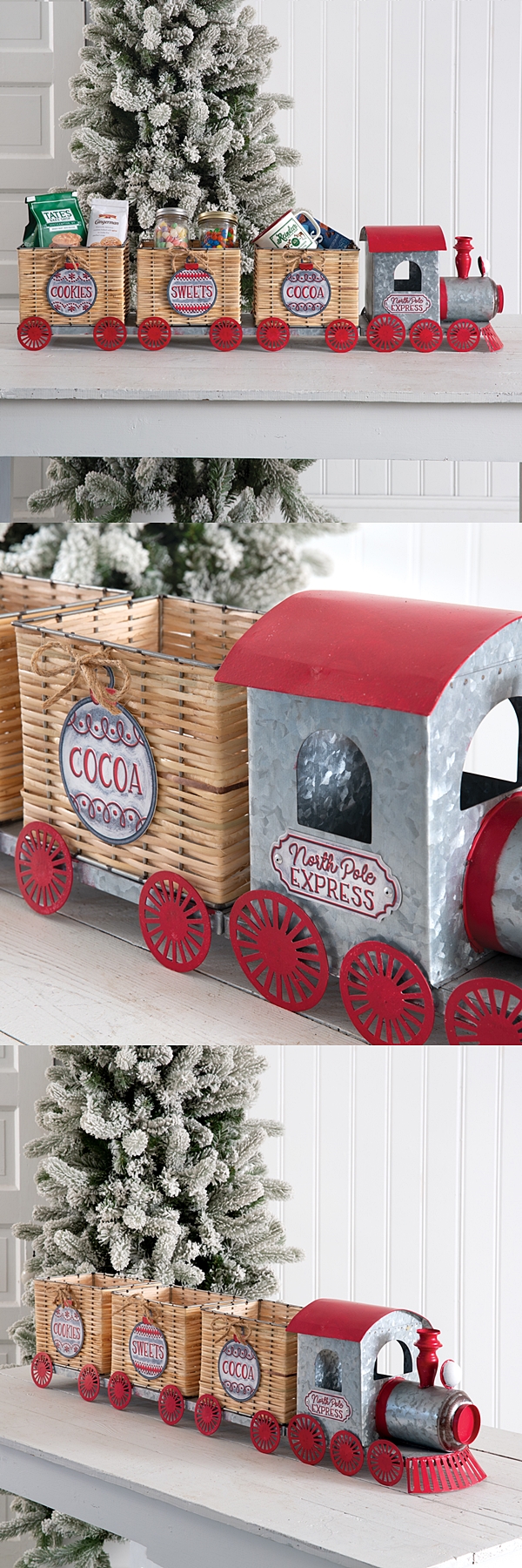 CTW Home Collection North Pole Express Galvanized Train with Baskets
