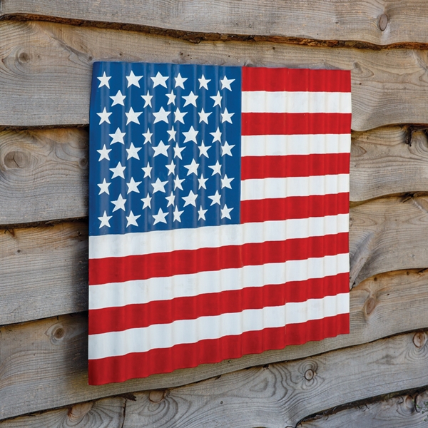 CTW Home Collection Corrugated Metal Wave Design US Flag