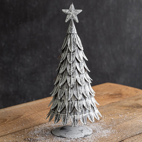 CTW Home Collection Large Antiqued Metal Christmas Tree with Star Atop