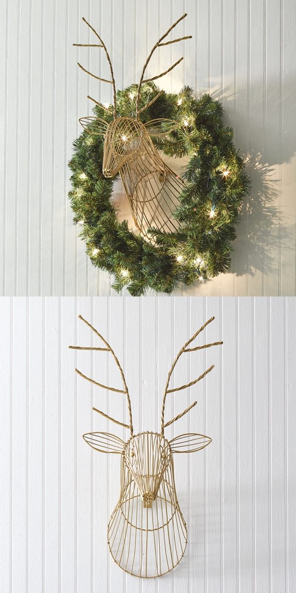 CTW Home Collection Gold-Metal-Wire Decorative Deer Head Wall Mount