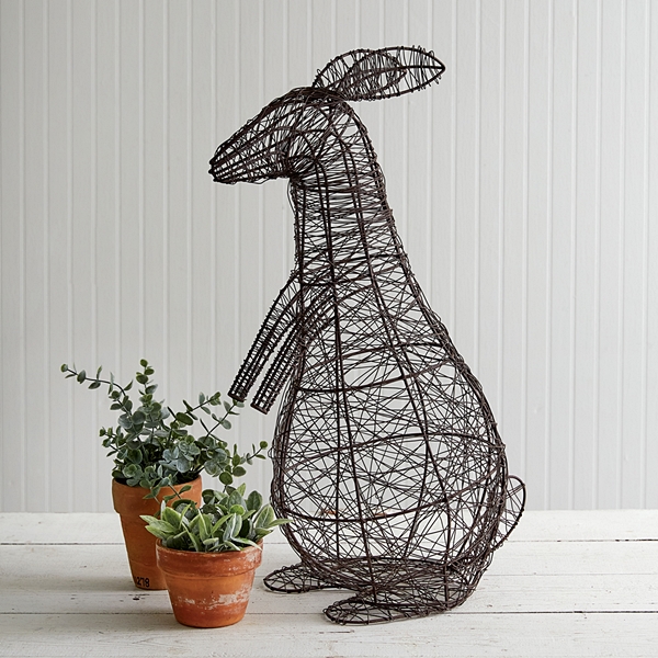 CTW Home Collection Hand-Wrapped-Wire Nest Bunny Figurine