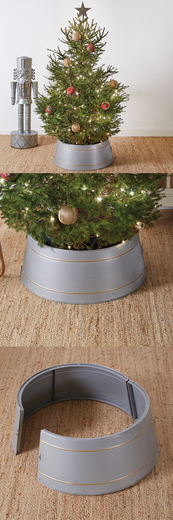 CTW Home Collection Gold and Galvanized Metal Tree Collar