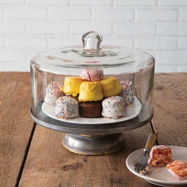 CTW Home Collection Small Traditional Dessert Cloche with Metal Stand