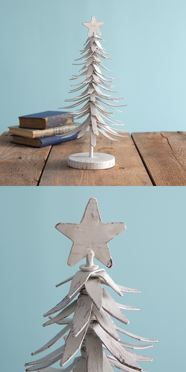 CTW Home Collection Distressed White Metal Alpine Holiday Tree