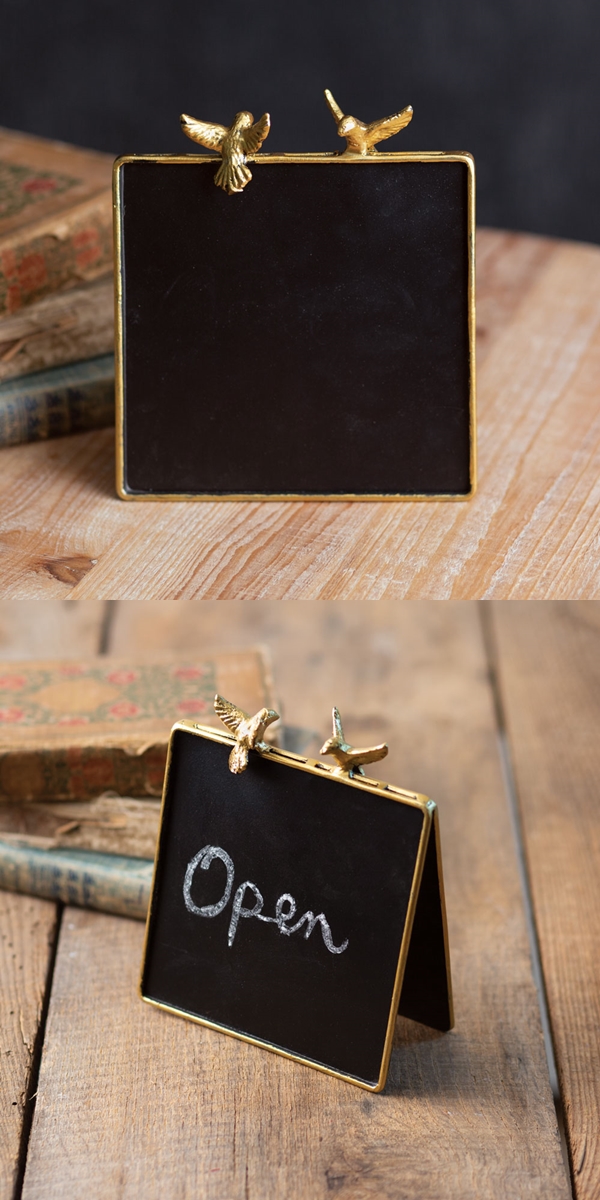 CTW Home Collection Golden-Edged Chalkboard Sign with Love Birds