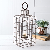 CTW Home Collection Copeland Caged Metal Lantern with Hanging Chimney