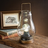 CTW Home Collection Glass & Brass Pioneer Lantern with Fairy Light Bulb