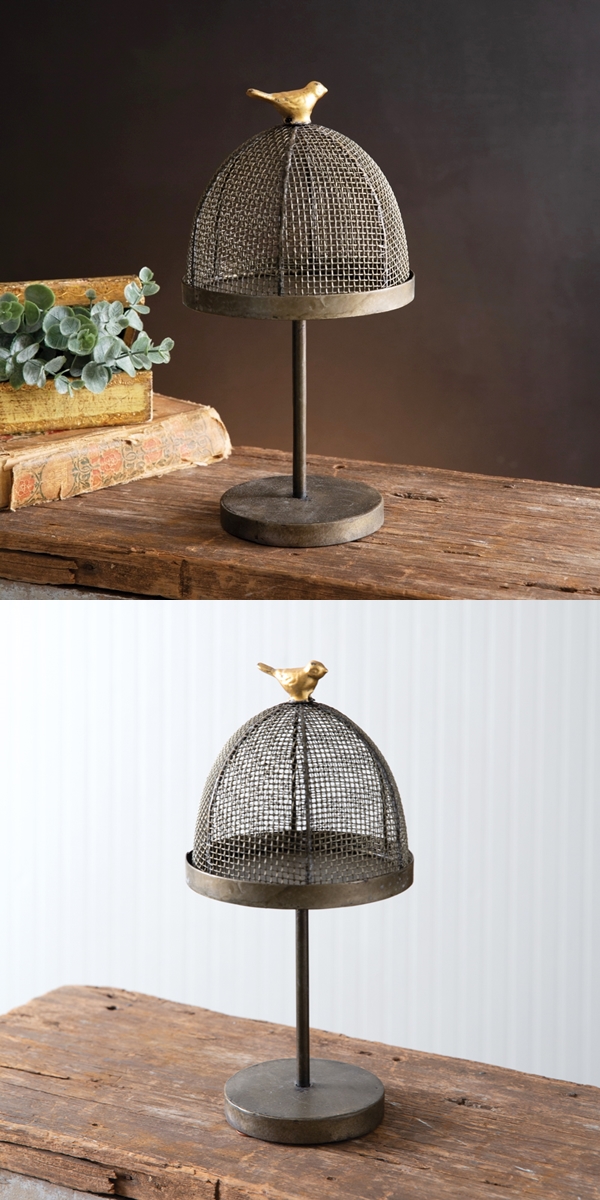 CTW Home Collection Wire-Mesh Mini Tabletop Cloche with Metal Stand