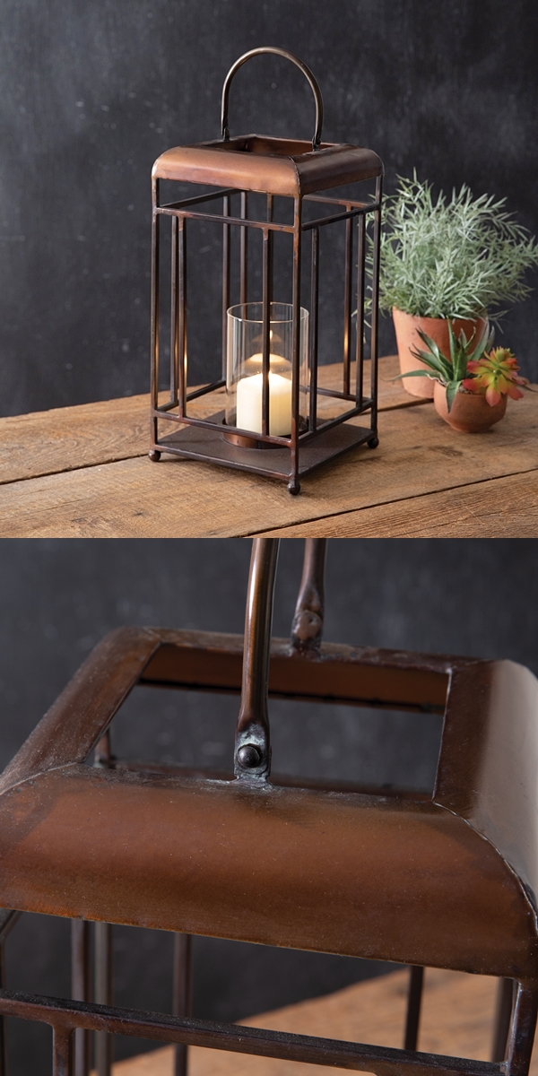 CTW Home Collection Open-Air Copper-Toned-Metal 'Winston' Lantern