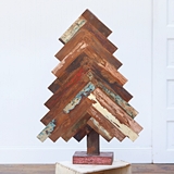 CTW Home Collection Distinctive Reclaimed-Wood Spruce Tree Figurine