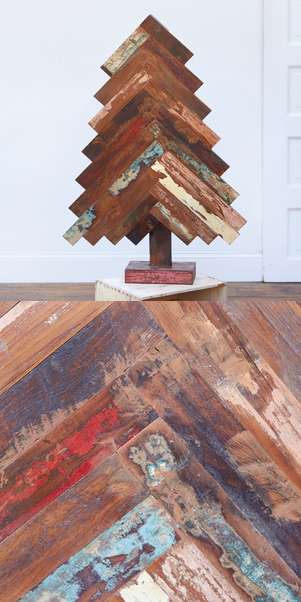 CTW Home Collection Distinctive Reclaimed-Wood Spruce Tree Figurine