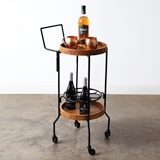 CTW Home Collection Wood & Iron Wheeled Mini Bar Cart w/ Serving Tray
