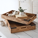 CTW Home Collection Set of Two Mango Hardwood Coffee Table Trays