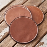 CTW Home Collection Set of Four Leather Coasters with White Stitching