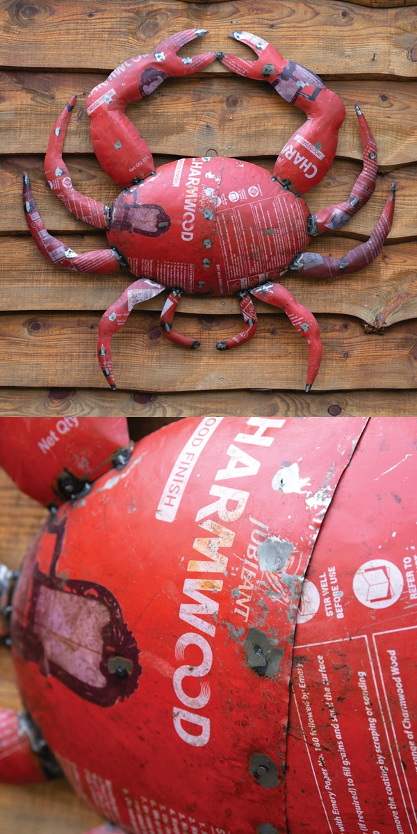 CTW Home Collection Recycled-Metal Large Red Crab Wall Art