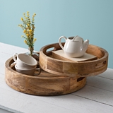 CTW Home Collection Set of Two Mango Hardwood Round Serving Trays