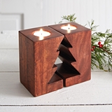 CTW Home Collection Christmas Tree Cutout Tealight Holders (Set of 2)