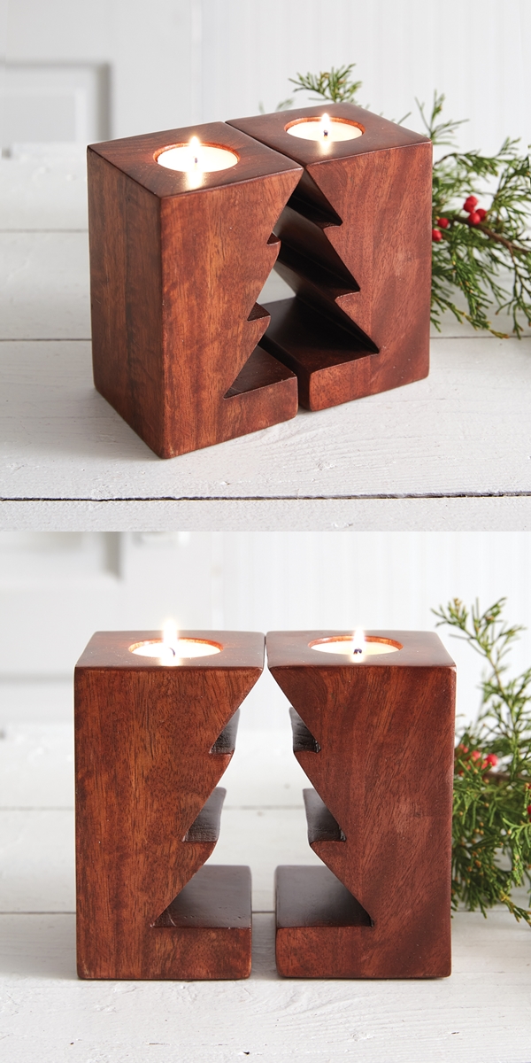CTW Home Collection Christmas Tree Cutout Tealight Holders (Set of 2)