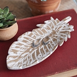 CTW Home Collection Whitewashed-Wood Leaf-Shaped Trinket Dish