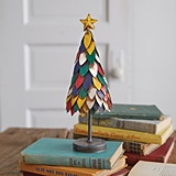CTW Home Collection Colorful Recycled-Metal Christmas Tree with Star