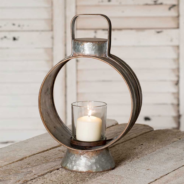 CTW Home Collection Small Workman's Metal Lantern with Glass Chimney