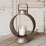 CTW Home Collection Small Workman's Metal Lantern with Glass Chimney