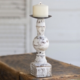 CTW Home Collection Farmhouse Wood Pillar Candle Holder with Square Base