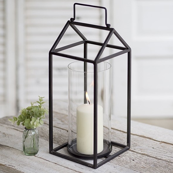 CTW Home Collection 'The Devon' Clean-Lines Metal Lantern with Handle