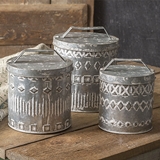CTW Home Collection Set of Three Boho Patterned Metal Canisters