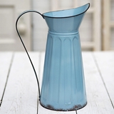 CTW Home Collection Blue-Enameled-Metal Tall Slender Pitcher w/ Handle