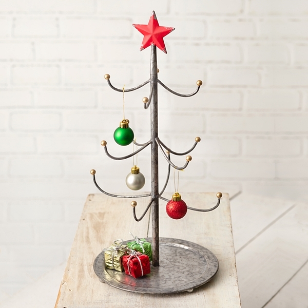 CTW Home Collection Mini Christmas Tree Display Stand w/ Red Star Atop