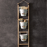 CTW Home Collection Hanging Wood Ladder with Numbered Enameled Buckets