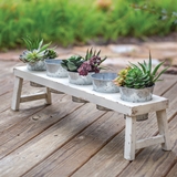CTW Home Collection Distressed-White Wood Planter with 5 Metal Pots