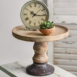 CTW Home Collection Turned-Wood Display Stand with Cast-Iron Base