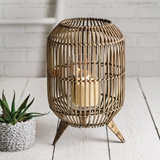 CTW Home Collection Rattan "Boho" Lantern with Glass Chimney