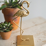 CTW Home Collection Gold-Colored-Metal Flamingo Statue