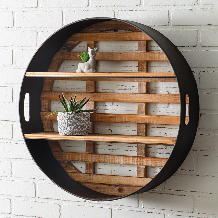 CTW Home Collection Round Wood & Metal Decorative Wall Display