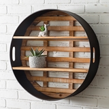 CTW Home Collection Round Wood & Metal Decorative Wall Display