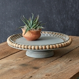 CTW Home Collection Metal Cake Stand with Boho Wood Ball Rim