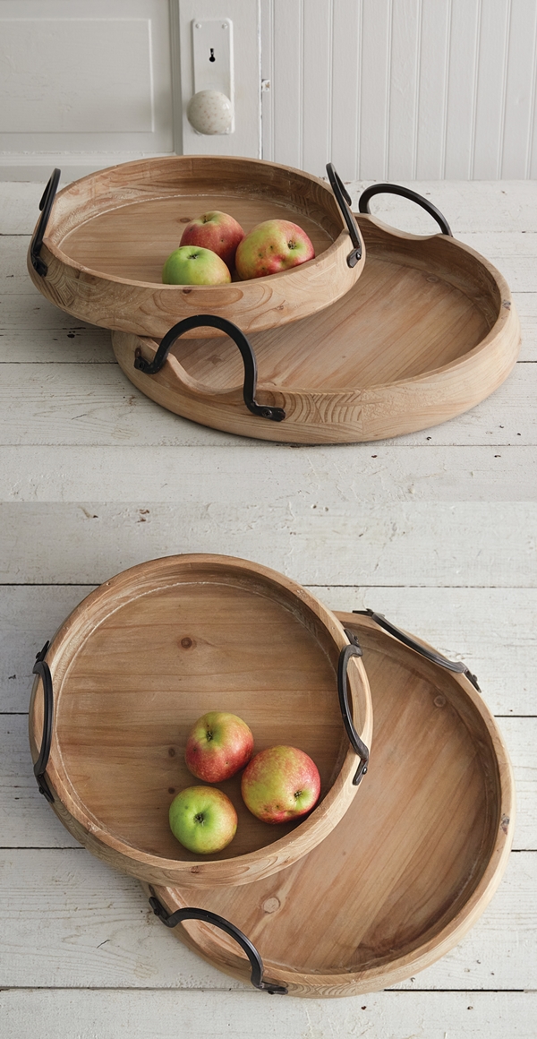 CTW Home Collection Set of Two 'Abrams' Industrial Wooden Trays
