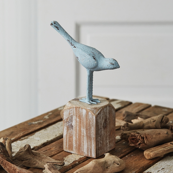 CTW Home Collection Cast-Iron Blue Bird Figurine with Wood Base