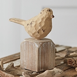 CTW Home Collection Cast-Iron Bird Figurine with Distressed Wood Base