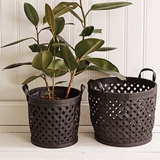 CTW Home Collection Set of Two 'Modern Boho' Black Bamboo-Wood Baskets