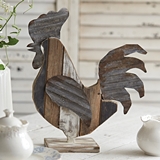 CTW Home Collection Metal and Reclaimed Wood Rooster with Stand